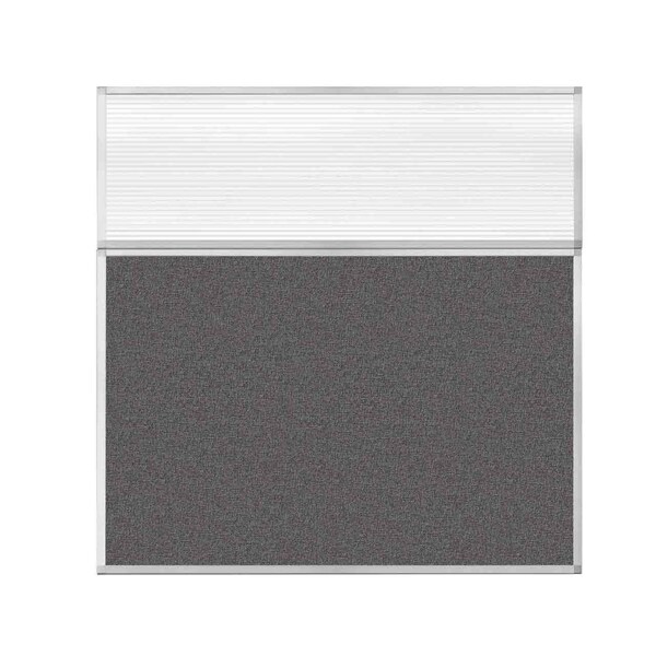 Versare Hush Panel Configurable Cubicle Partition 6' x 6' W/ Window Charcoal Gray Fabric Clear Fluted Window 1852336-1 - main